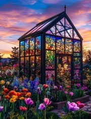 Sunature AB Diamond Painting Art Full Square Round Drills Flower Garden House Diamond Painting Kit 5-10 AB Colors