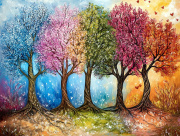 Sunature Diamond Painting Art Full Square Round Drills Colorful Tree Diamond Painting Kit