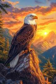 Sunature 5D Full Square Round Drills Eagle Mountain Sunset Diamond Painting Poured Glue Canvas