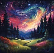 Sunature AB Diamond Painting Art Full Square Round Drills Forest Sky Diamond Painting Kits (5-10 AB Colors)