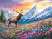 Sunature AB Diamond Painting Kit Full Square Deer Elk Mountain Diamond Painting Art (5-10 AB Colors)