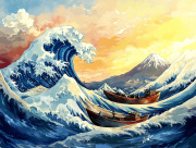 Sunature Diamond Painting Kit Full Square Sea Wave Diamond Painting Art