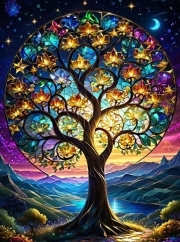 Sunature AB Diamond Painting Kit Full Square Tree Diamond Painting Art (5-10 AB Colors)