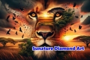 Sunature Diamond Painting Art Full Square Round Drills Lion Jungle Diamond Painting Kits