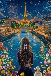 Sunature Diamond Painting Kit Full Square Round Beauty Eiffel Tower Diamond Painting Art