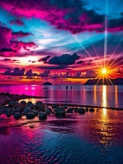 Sunature AB Diamond Painting Kit Full Square Sunset Beach Diamond Painting Art (5-10 AB Colors)