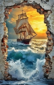 Sunature Diamond Painting Art Full Square Round Drills Wall Boat Ship Sea Diamond Painting Kit