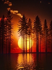 Sunature Diamond Painting Art Full Square Round Drills Sunset Forest Tree Diamond Painting Kit