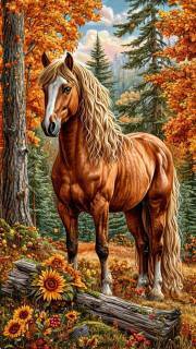 Sunature Diamond Painting Art Full Square Round Drills Horse Forest Diamond Painting Kits