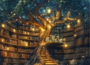 Sunature Diamond Painting Art Full Square Round Drills Tree Book Library Diamond Painting Kits