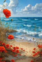 Sunature Diamond Painting Art Full Square Round Drills Beach Flower Diamond Painting Kits