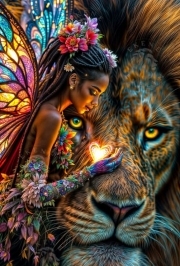 Sunature AB Diamond Painting Art Full AB Square Round Drills Dream Beauty Fairy Lion Diamond Painting Kits (5-10 AB Colors)