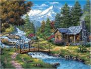 Sunature Diamond Painting Art Full Square Round Drills Cabin Mountain Diamond Painting Kits