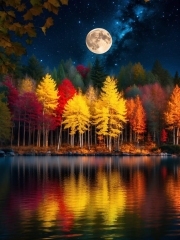 Sunature Diamond Painting Art Full Square Round Drills Tree Moon Night Diamond Painting Kits