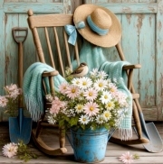 Sunature Diamond Painting Art Full Square Round Drills Chair Flower Diamond Painting Kit