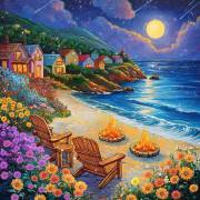 Sunature Diamond Painting Art Full Square Round Drills Beach Landsacep Diamond Painting Kit