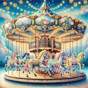 Sunature Diamond Painting Art Full Square Round Drills Merry-Go-Round Diamond Painting Kit