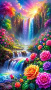 Sunature AB Diamond Painting Art Full Square Round Drills Waterfall Diamond Painting Kits (5-10 AB Colors)