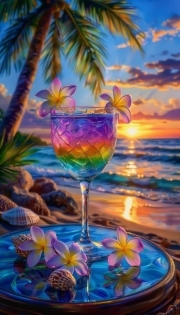 Sunature AB Diamond Painting Art Full Square Round Drills Beach Drinking Sunset Diamond Painting Kits (5-10 AB Colors)