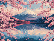 Sunature Diamond Painting Art Full Square Round Drills Mount Fuji Cherry Diamond Painting Kit