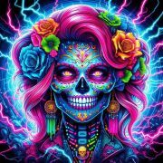 Sunature AB Diamond Painting Art Full Square Round Drills Skeleton Face Diamond Painting Kits (5-10 AB Colors)