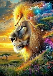 Sunature AB Diamond Painting Art Full Square Round Drills Lion Forest Diamond Painting Kit 5-10 AB Colors