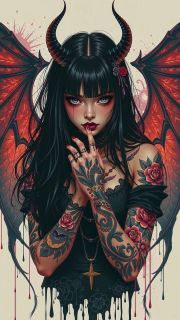 Sunature Diamond Painting Art Full Square Round Drills Horror Girl Wing Diamond Painting Kit