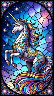 Sunature AB Diamond Painting Art Full Square Round Drills Stained Glass Unicorn Diamond Painting Kits (5-10 AB Colors)