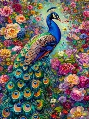 Sunature AB Diamond Painting Art Full Square Round Drills Peacock Diamond Painting Kit 5-10 AB Colors