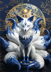 Sunature Diamond Painting Art Full Square Round Drills Nine-tailed Fox Diamond Painting Kit