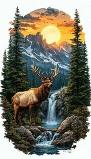 Sunature Diamond Painting Art Full Square Round Drills Elk Deer Diamond Painting Kit