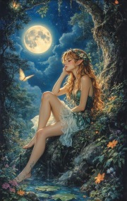 Sunature Diamond Painting Art Full Square Round Drills Moon Fairy Girl Diamond Painting Kits