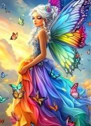 Sunature AB Diamond Painting Art Full Square Round Drills Butterfly Fairy ( Diamond Painting Kit 5-10 AB Colors
