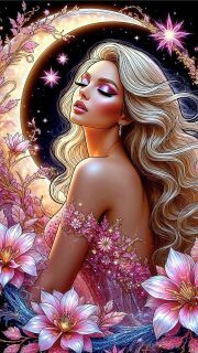 Sunature AB Diamond Painting Art Full Square Round Drills Moon Beauty Diamond Painting Kits (5-10 AB Colors)