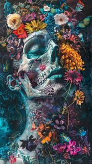 Sunature Diamond Painting Art Full Square Round Drills Skeleton Lady Flower Diamond Painting Kit