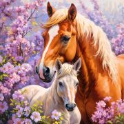 Sunature Diamond Painting Art Full Square Round Drills Horse Couple Diamond Painting Kit