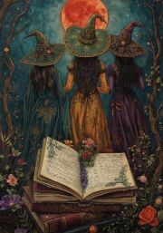 Sunature Diamond Painting Art Full Square Round Drills 3 Witches Books Diamond Painting Kit