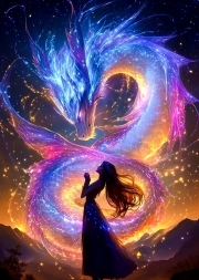 Sunature AB Diamond Painting Art Full Square Round Drills Dragon Girl Diamond Painting Kit 5-10 AB Colors