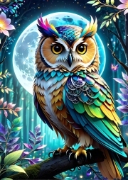 Sunature AB Diamond Painting Art Full Square Round Drills Mool Owl Diamond Painting Kit 5-10 AB Colors