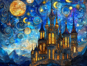 Sunature AB Diamond Painting Art Full Square Round Drills Castle Diamond Painting Kit 5-10 AB Colors