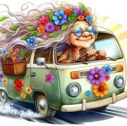 Sunature Diamond Painting Art Full Square Round Drills 0ld Lady Bus Diamond Painting Kit