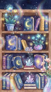 Sunature AB Diamond Painting Art Full Square Round Drills Moon Books Diamond Painting Kits (5-10 AB Colors)