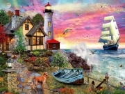 Sunature Diamond Painting Art Full Square Round Drills Lighthouse Sunset Diamond Painting Kit