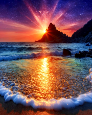 Sunature AB Diamond Painting Art Full Square Round Drills Sunset Beach Diamond Painting Kit 5-10 AB Colors