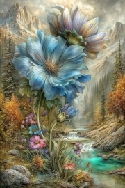 Sunature Diamond Painting Art Full Square Round Drills Flowers Mountain Diamond Painting Kits