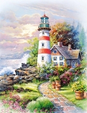 Sunature Diamond Painting Art Full Square Round Drills Light House Cabin Diamond Painting Kits