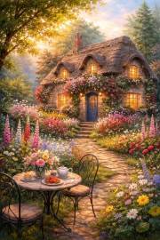 Sunature Diamond Painting Art Full Square Round Drills Cabin Landscape Diamond Painting Kits