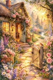Sunature Diamond Painting Art Full Square Round Drills Cabin Landscape Diamond Painting Kits