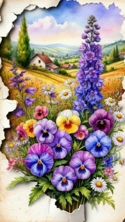 Sunature Diamond Painting Art Full Square Round Drills Cabin Flowers Diamond Painting Kit