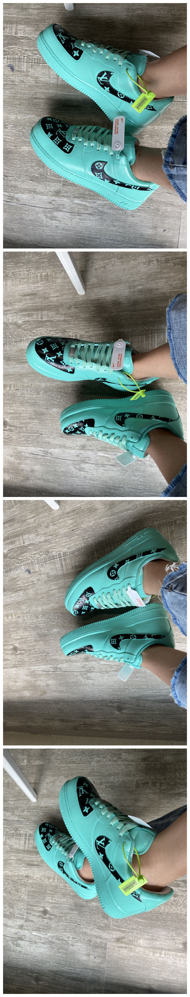 Custom Louis Vuitton Shoes Cyan For Air Force 1 White Graffiti Hand Painted Sneaker - A028 Custom Louis Vuitton Shoes Cyan For Air Force 1 Graffiti Hand Painted Sneaker - The Zero Custom